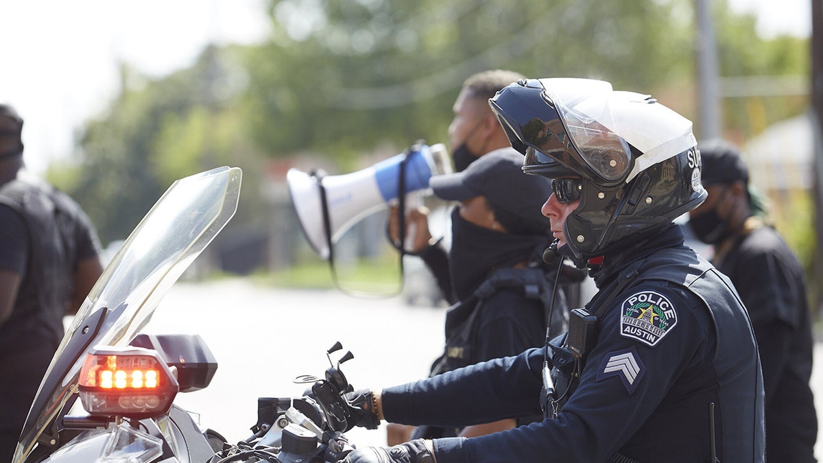 Austin police officer on a motorcycle